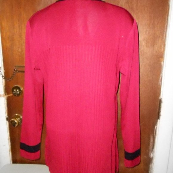 Womens Exclusively Misook Open Jacket Cardigan Brick Red Black Accents Medium - Picture 2 of 6